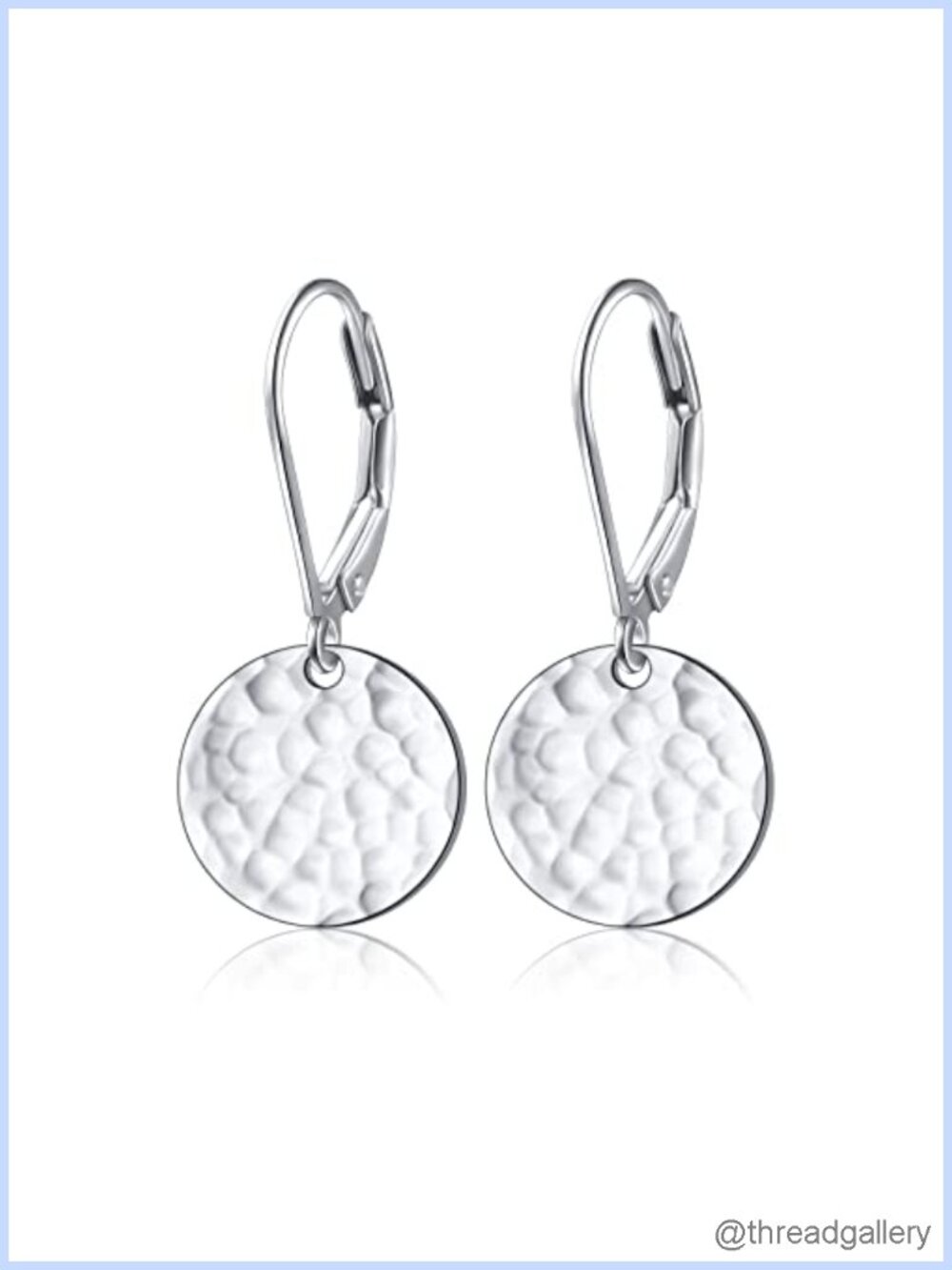 Sterling Silver Hammered Disc Drop Dangle Earrings Leverback